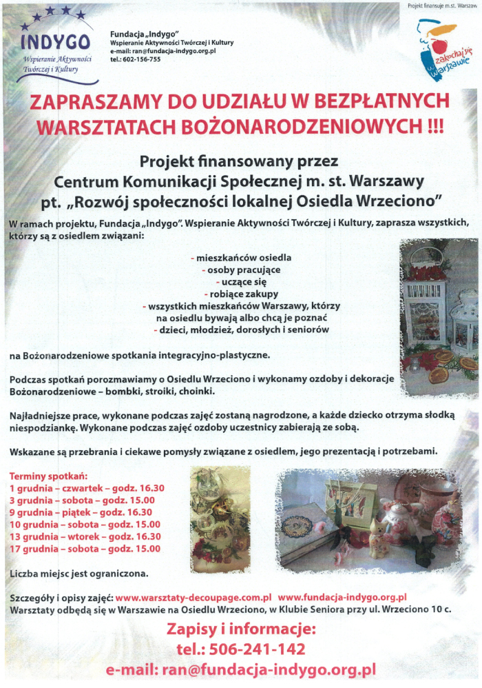 Warsztaty Bozonarodzeniowe